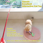 Interactive Cat Wand Toy Set – Retractable Teaser with Feather Refills for Indoor Cats