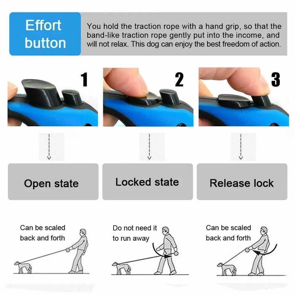 16.5FT Retractable Dog Leash – Automatic Walking Lead with Ergonomic Handle