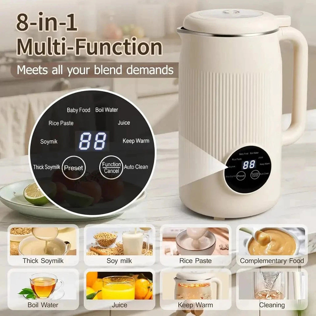 8-in-1 Automatic Nut Milk Maker – 50oz Almond, Soy & Oat Milk Machine with 12-Blade System