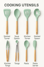 12-Piece Silicone Kitchen Utensil Set – Non-Stick Cooking Tools with Wooden Handles & Storage Holder