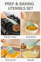 12-Piece Silicone Kitchen Utensil Set – Non-Stick Cooking Tools with Wooden Handles & Storage Holder
