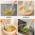 12-Piece Silicone Kitchen Utensil Set – Non-Stick Cooking Tools with Wooden Handles & Storage Holder